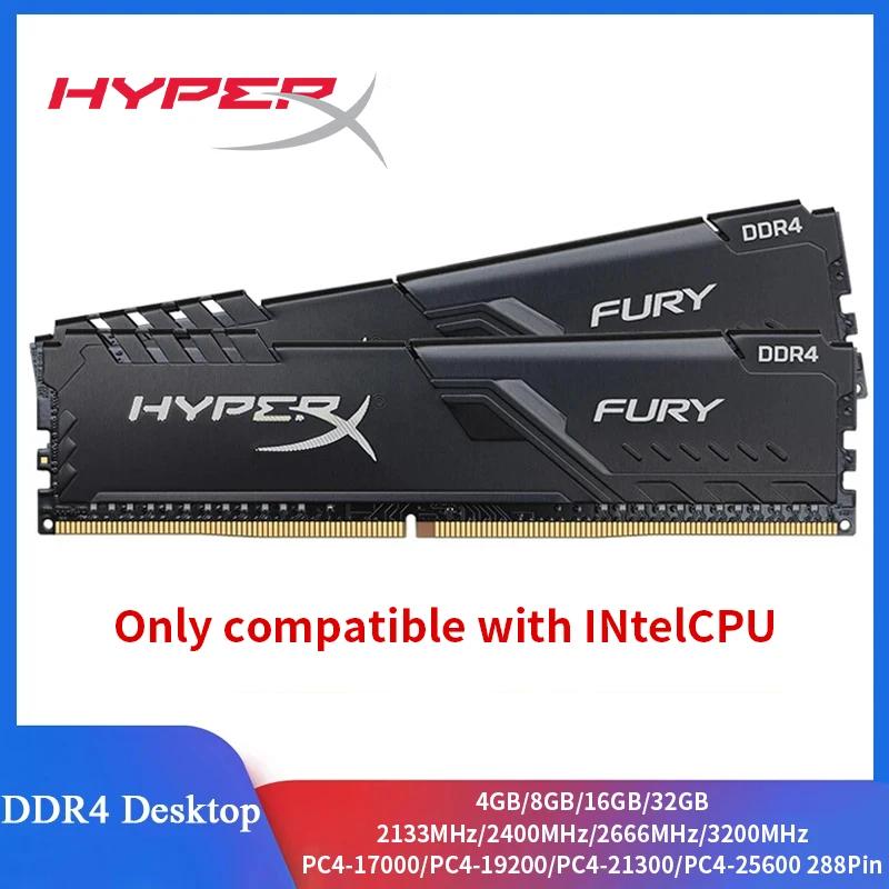 Настольная оперативная память HyperX Fury Memoria DDR4 4 ГБ 8 ГБ 16 ГБ 3200 МГц 2400 МГц 2666 МГц 288 контактов Настольная память, совместимая только с процессором INtel