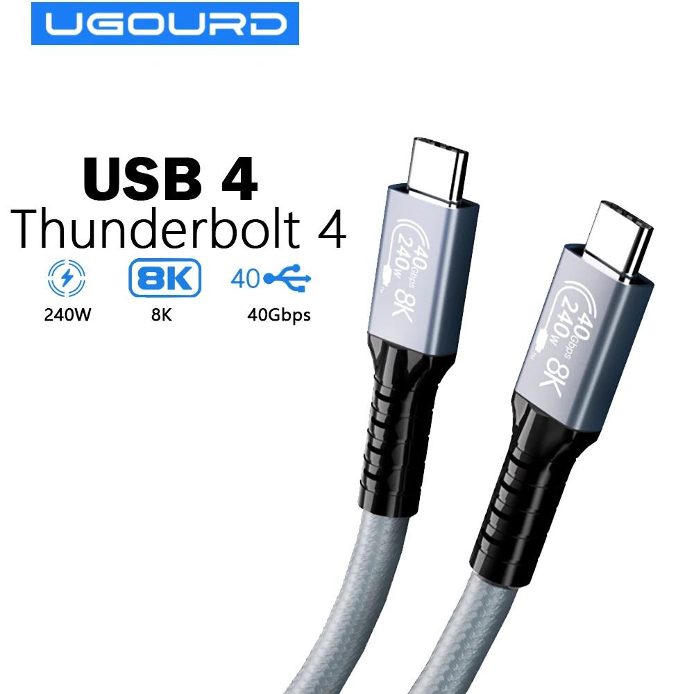 Кабель UGOURD USB4, 40 Гбит/с, 240 Вт, Thunderbolt 4 Type-C, кабель для быстрой зарядки Thunderbolt3, кабель для передачи данных USB C-C для eGPU