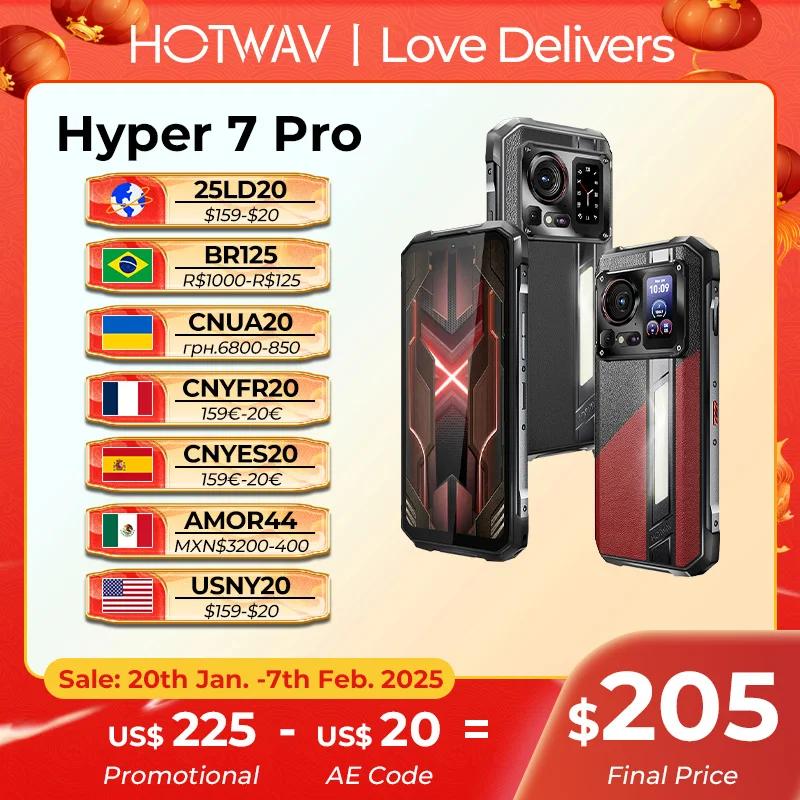 Прочный телефон HOTWAV Hyper 7 Pro 5G, 200 МП, Android 14 6,6 дюйма, FHD +, 120 Гц, смартфон 36 (16 + 20 ГБ, 256 ГБ, 10800 мАч, 33 Вт, мобильный телефон