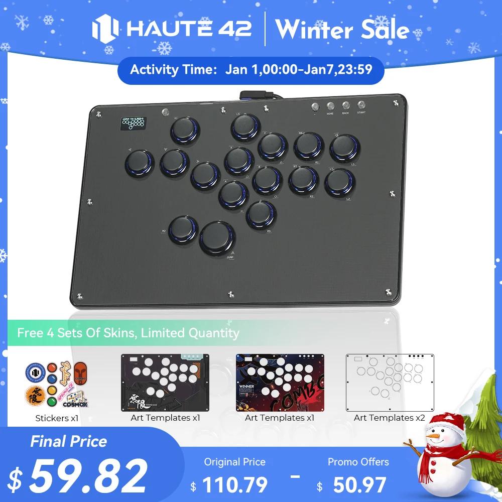 Джойстик Haute42 FightStick, аркадная кнопка Hitbox, без рычагов, контроллер для ПК/PS4/PS5/переключателя, контроллер аркадного джойстика