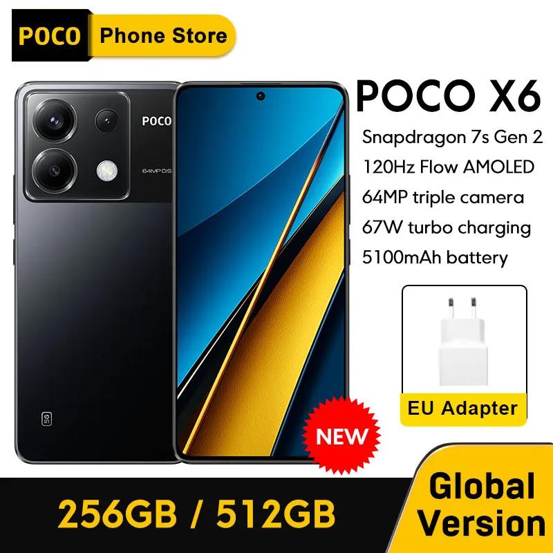 POCO X6 5G Смартфон глобальная версия, Смартфон Snapdragon 7s Gen 2, AMOLED дисплей 6,67 Гц, AMOLED дисплей, камера 64 мп, OIS 67 Вт