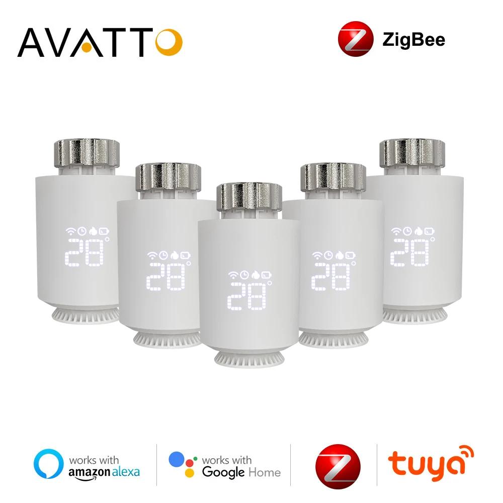 Клапан привода радиатора AVATTO Tuya ZigBee3.0 TRV, умный программируемый термостат с поддержкой Alexa Google Home