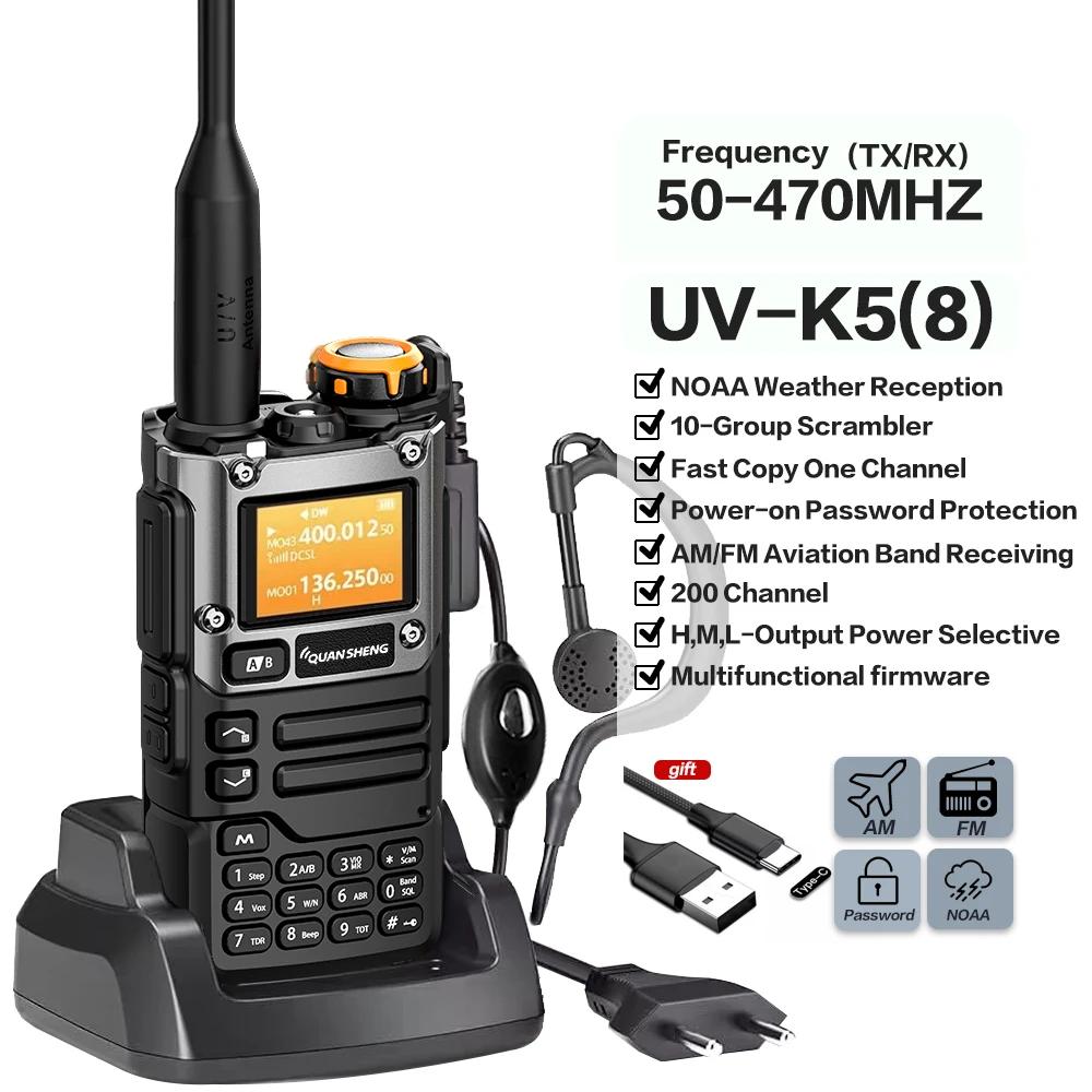 Quansheng UV-K6 Walkie Talkie 5W Air Band Radio Tyep C Charge UHF VHF DTMF FM Scrambler NOAA Беспроводная частота двустороннего CB Радио