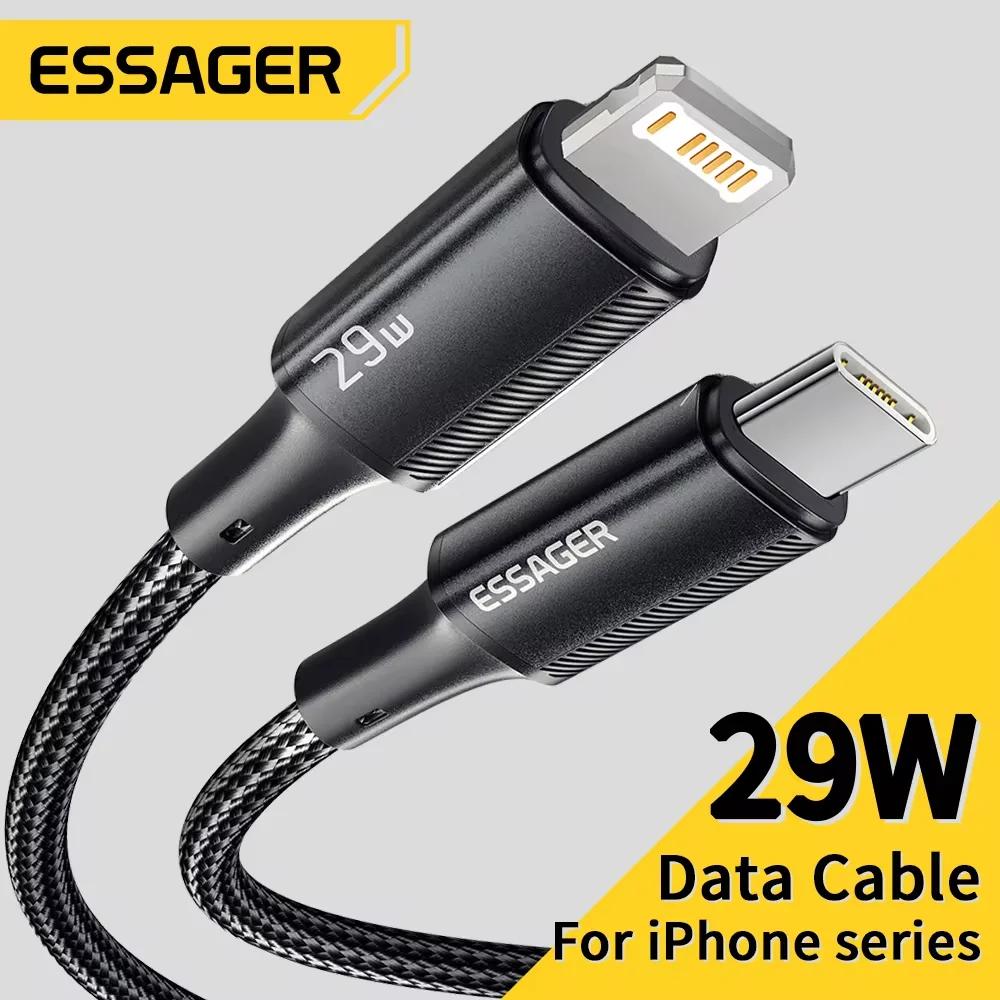 Кабель Essager USB C для iPhone 14 13 12 11 Pro Max Xs 8 Plus iPad Macbook Провод 29 Вт PD Быстрая зарядка типа C для освещения Шнур для передачи данных