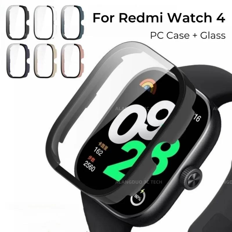 Стекло + чехол для Xiaomi Redmi Watch 4 3, полноразмерная защита экрана, жесткий бампер из поликарбоната, закаленное стекло для Redmi Watch 3 Active/3 Lite