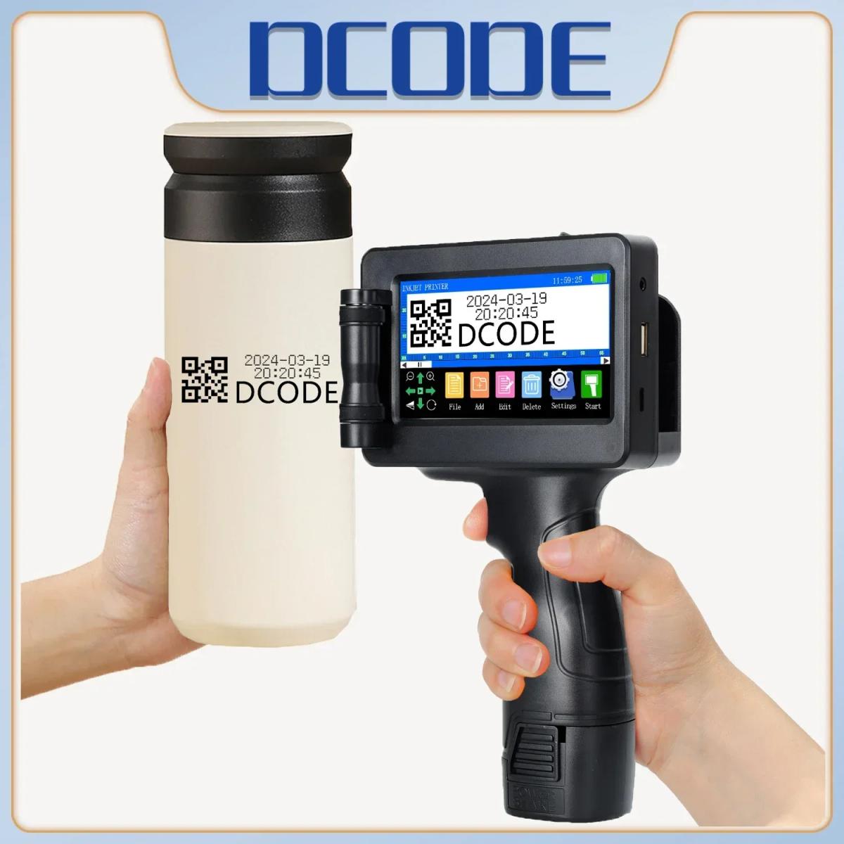 Портативные принтеры DCODE 1755PLUS 12,7 мм, ручной струйный принтер, текст, QR, штрих-код, номер партии, логотип, изображение, дата, печатная машина