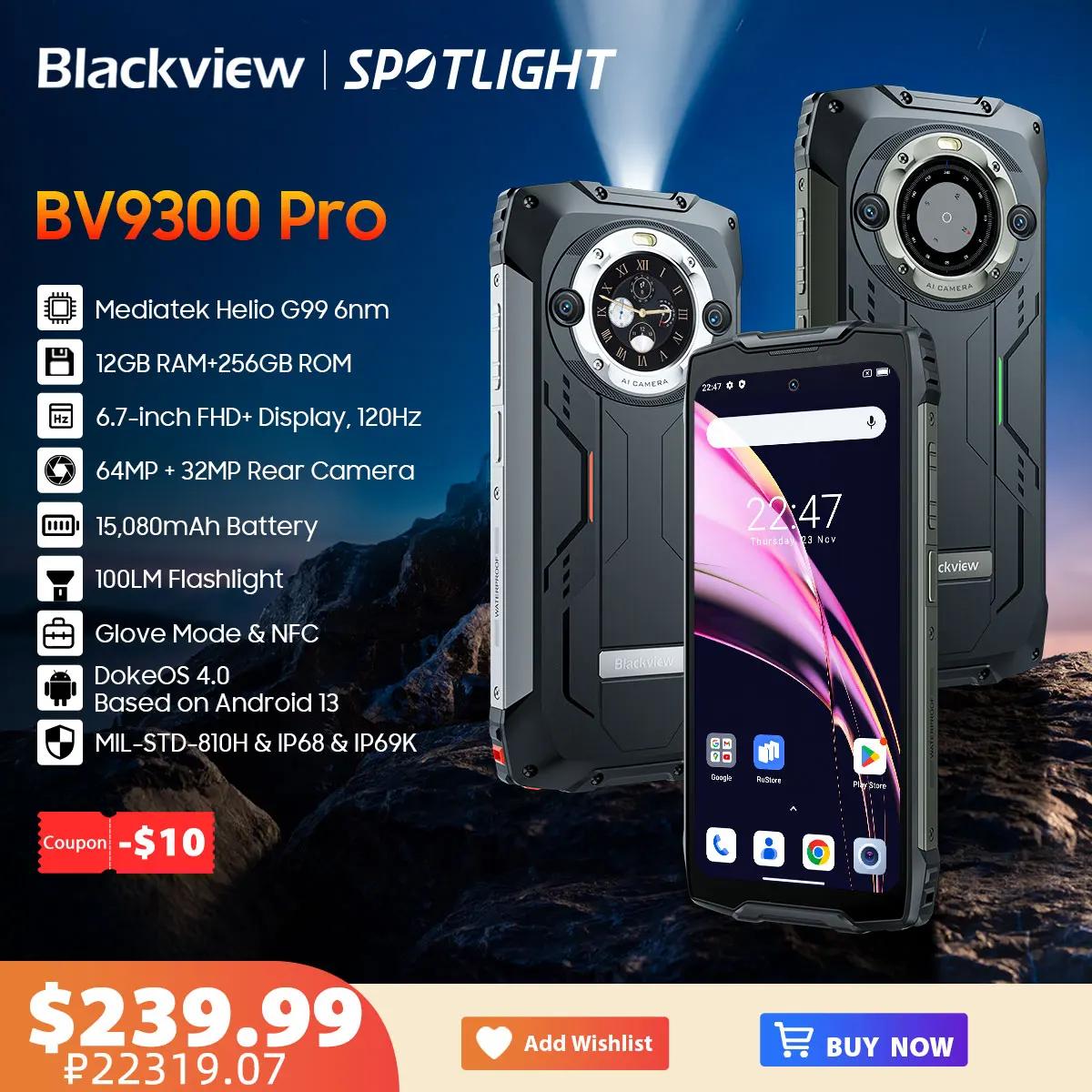 Защищенный смартфон Blackview BV9300 PRO Helio G99, мобильный телефон на базе Android 13, 8 ГБ, 12 ГБ ОЗУ, 256 ГБ встроенной памяти, мобильные телефоны с двумя дисплеями, аккумулятор емкостью 15080 мАч