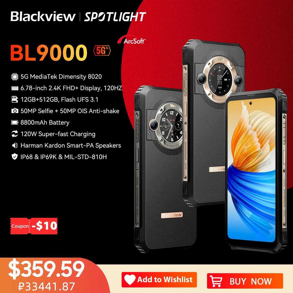 [Мировая премьера] Защищенный смартфон Blackview BL9000 5G, 6,78 дюйма, 2,4K, FHD+ дисплей (12+12), ГБ ОЗУ, 512 ГБ ПЗУ, мобильный телефон, 8800 мАч, зарядка 120 Вт