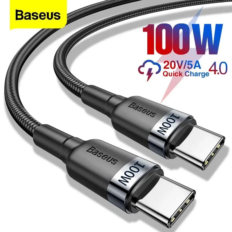 Кабель Baseus 100 Вт USB C к USB Type C USBC PD Шнур зарядного устройства для быстрой зарядки USB-C 5A TypeC Кабель 2 м для Macbook Samsung Xiaomi POCO