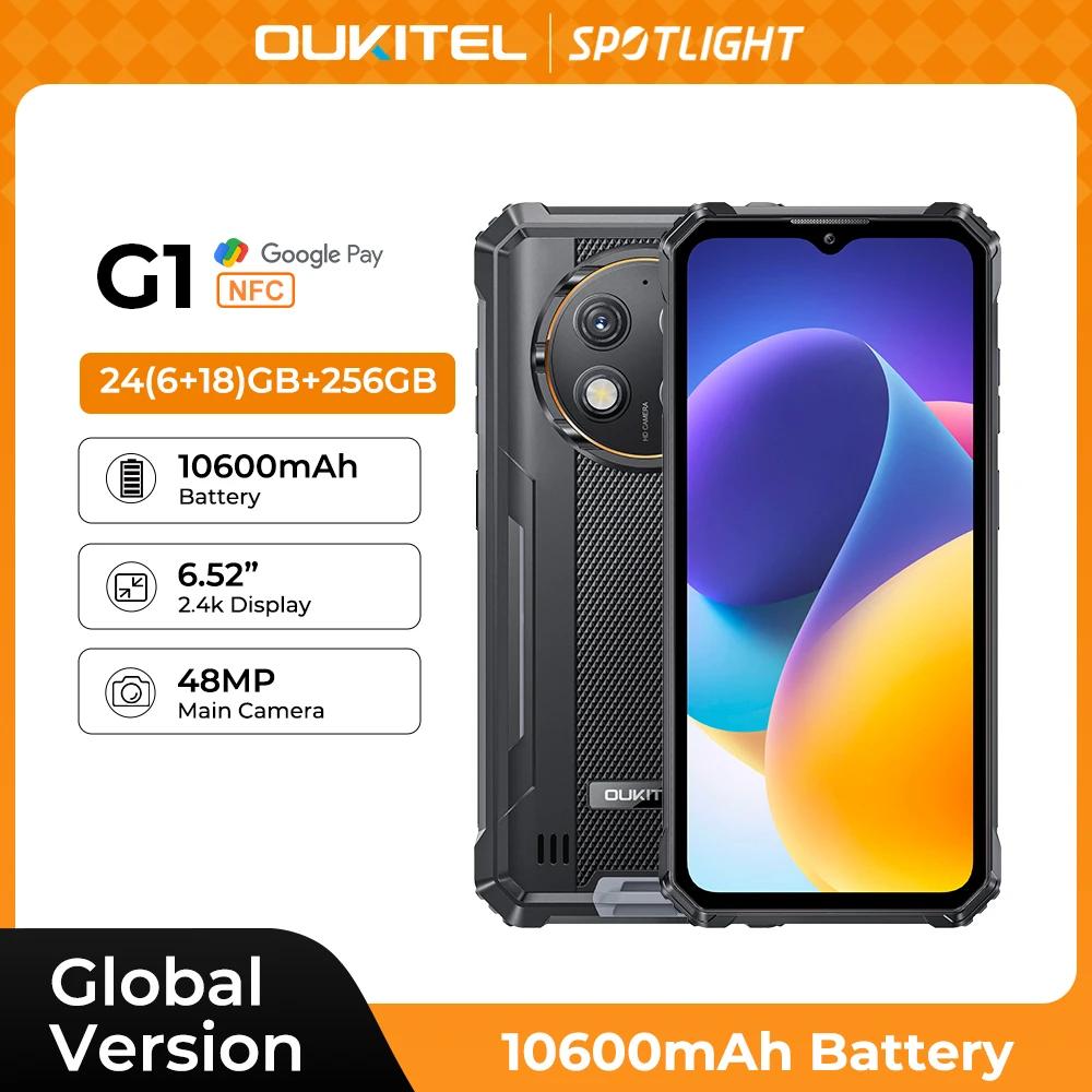 Прочный смартфон Oukitel G1, Android, 6,52 дюйма, 10600 мАч, 24 ГБ + 256 ГБ, прочный телефон, Android14, 48 МП, HD + камера, сотовый телефон