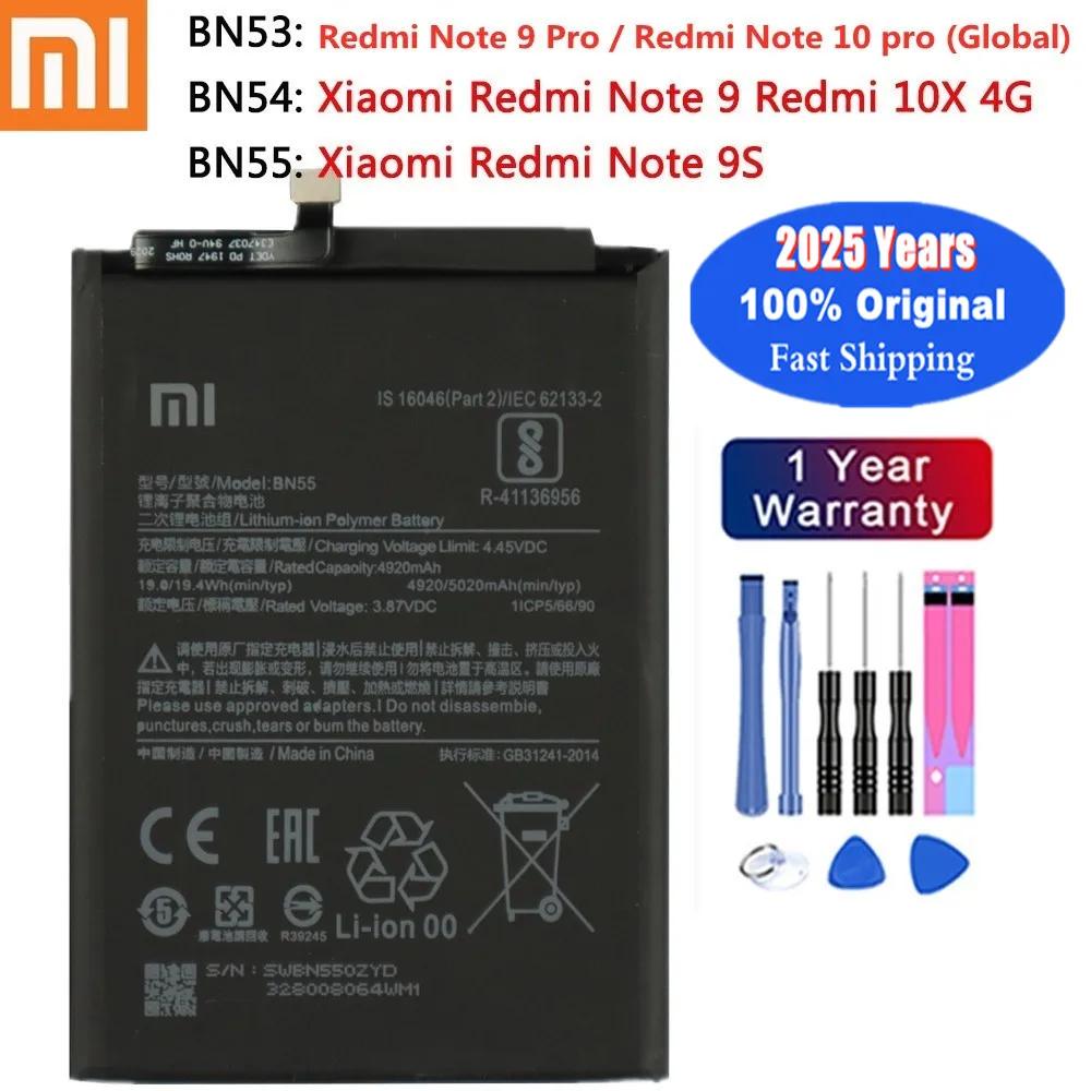 2025 лет 100% оригинальный аккумулятор BN53 BN54 BN55 для Xiaomi Redmi 10X 4G/Note 9 Pro 5G/Note 9S/Note 10 pro, аккумуляторы для телефонов