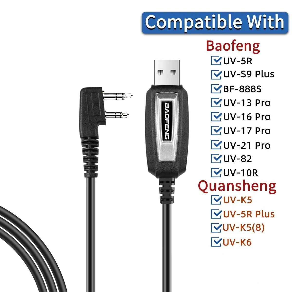 USB-кабель для программирования с CD для Baofeng UV-5R 82 888S UV-S9PLUS 16 17 21 Pro Quansheng UV-13 5R Plus Walkie Talkie Radio