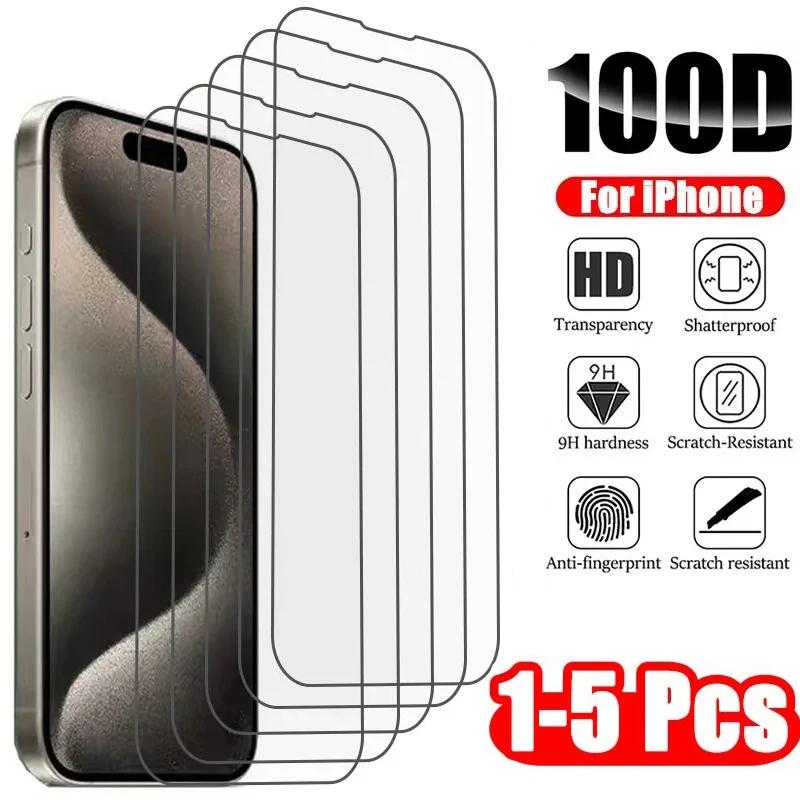 1-5 шт. закаленное стекло для IPhone 16 15 14 13 12 11 Pro Max, Защита экрана для IPhone 7 8 SE X XS XR, защитная стеклянная пленка