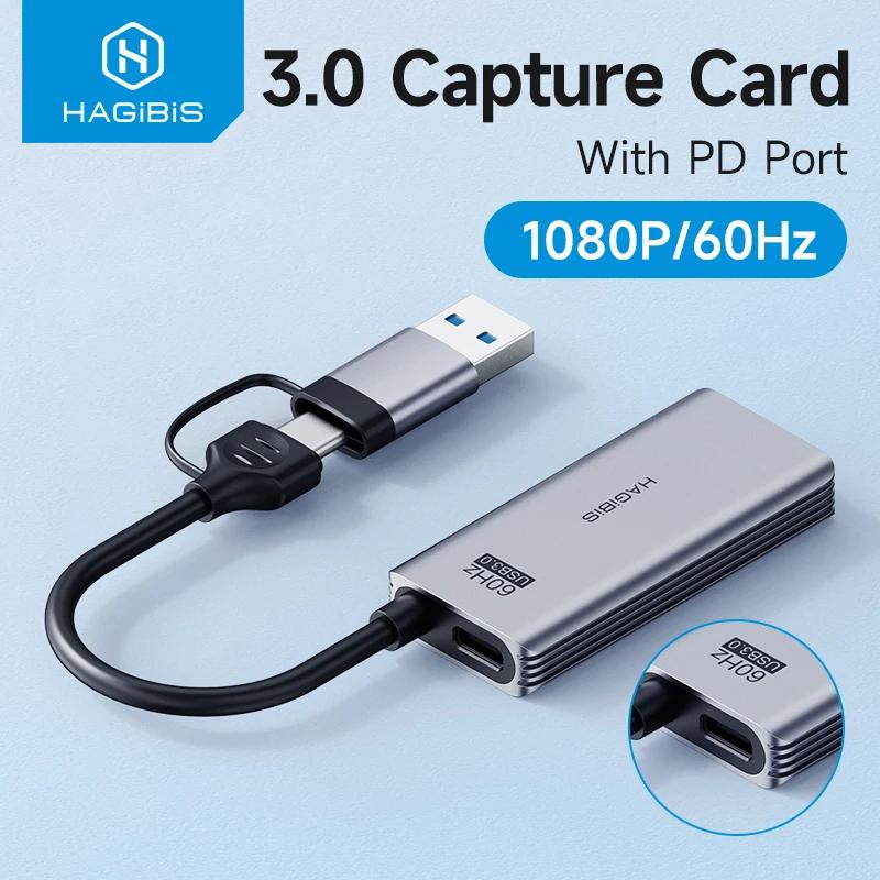 Карта видеозахвата Hagibis USB 3.0 с PD 100 Вт для Meta Quest 3 iPad HDMI к USB/Type-c игровой видеорегистратор в реальном времени