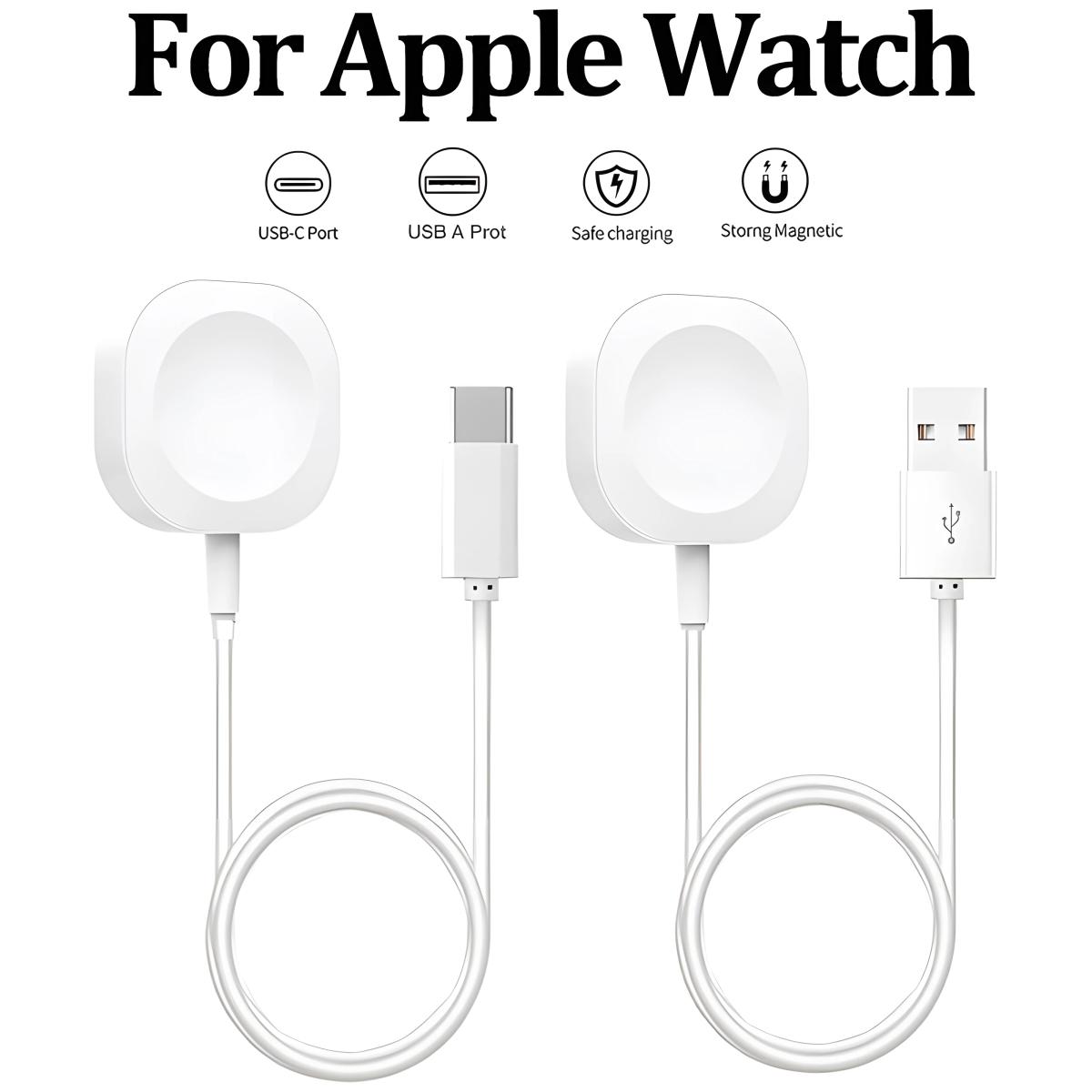 2024 Магнитное беспроводное быстрое зарядное устройство USB A для Apple Watch Ultra Series 9 8 7 6 SE Кабель типа C для зарядки iWatch Series 5 3 2